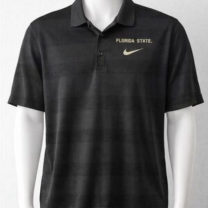 Nike Men's Black Polo with Gold Logo